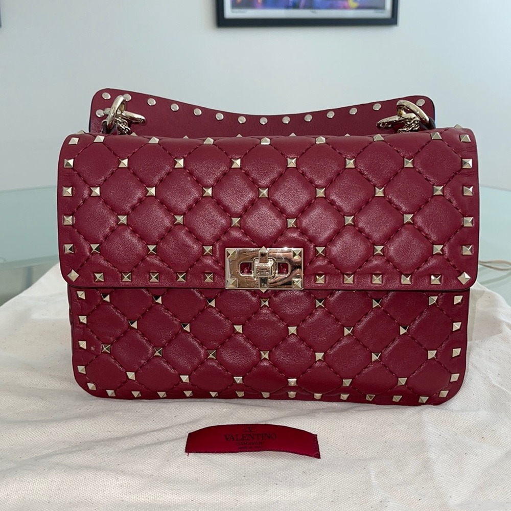 Valentino Rockstud Spike Flap Bag Quilted Leather Medium